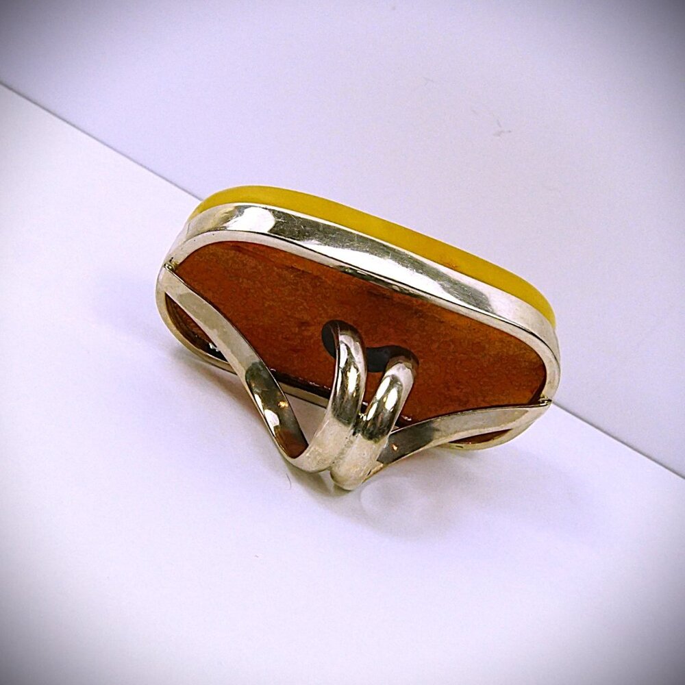 Massive Butterscotch Amber 925 Silver Adjustable Ring - Collectible Jewelry - Picture 4 of 16
